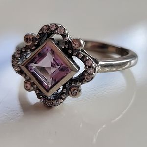 Avon | Sterling Silver Genuine Amethyst Ring with CZ Accents Sz 7